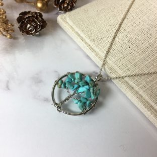 天然石 ターコイズ ツリーモチーフペンダントトップ