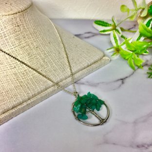 天然石 翡翠 ツリー ペンダントトップ