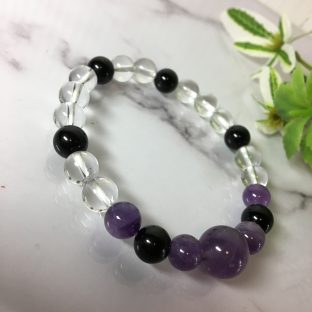 天然石 アメジスト・オニキス・水晶 02ブレスレット