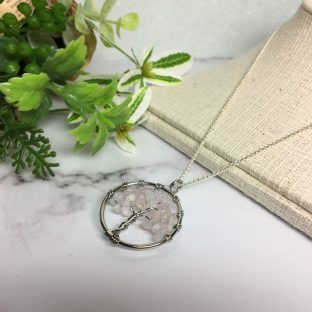 天然石 ローズクォーツ07 ツリーモチーフ ペンダントトップ